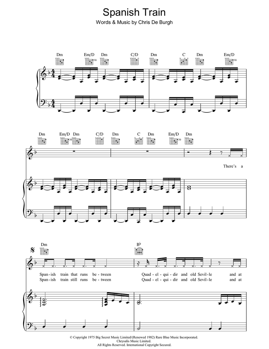 Spanish Train Spanish Train Piano, Vocal, Guitar scores gallery preview page 1