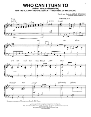 Book cover for Who Can I Turn To (When Nobody Needs Me) [Jazz version] (arr. Brent Edstrom)
