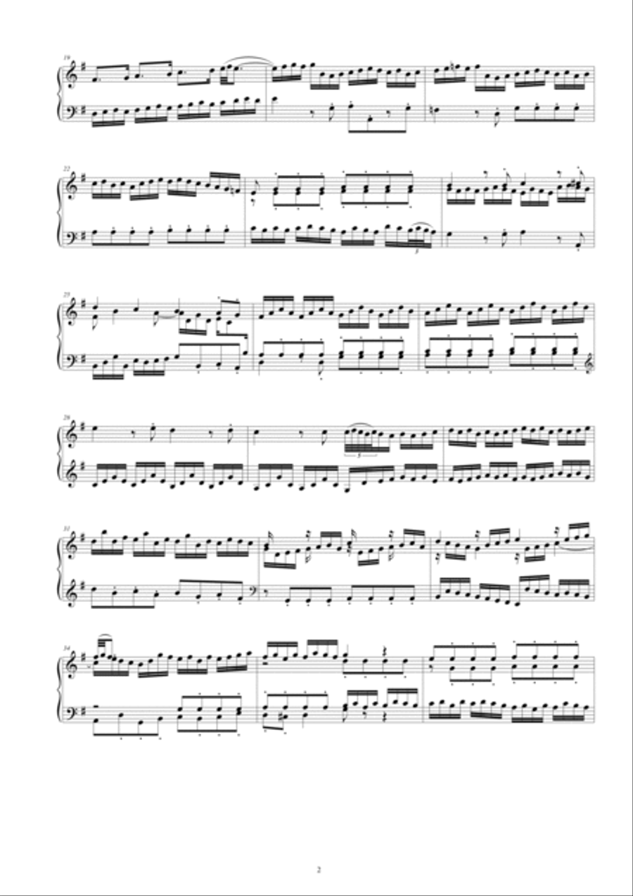 Fantasia (Concerto of Bach) in G major BWV 571 for piano Piano Solo scores gallery preview page 2