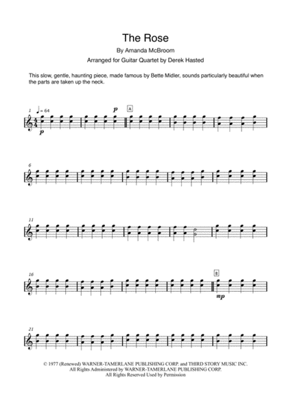 The Rose by Bette Midler Guitar Ensemble - Digital Sheet Music