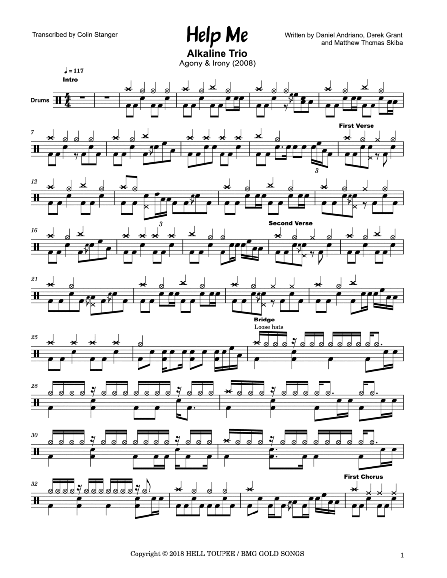 Help Me Drum Set scores gallery preview page 1
