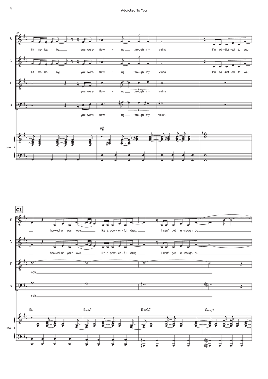 Addicted To You 4-Part scores gallery preview page 4