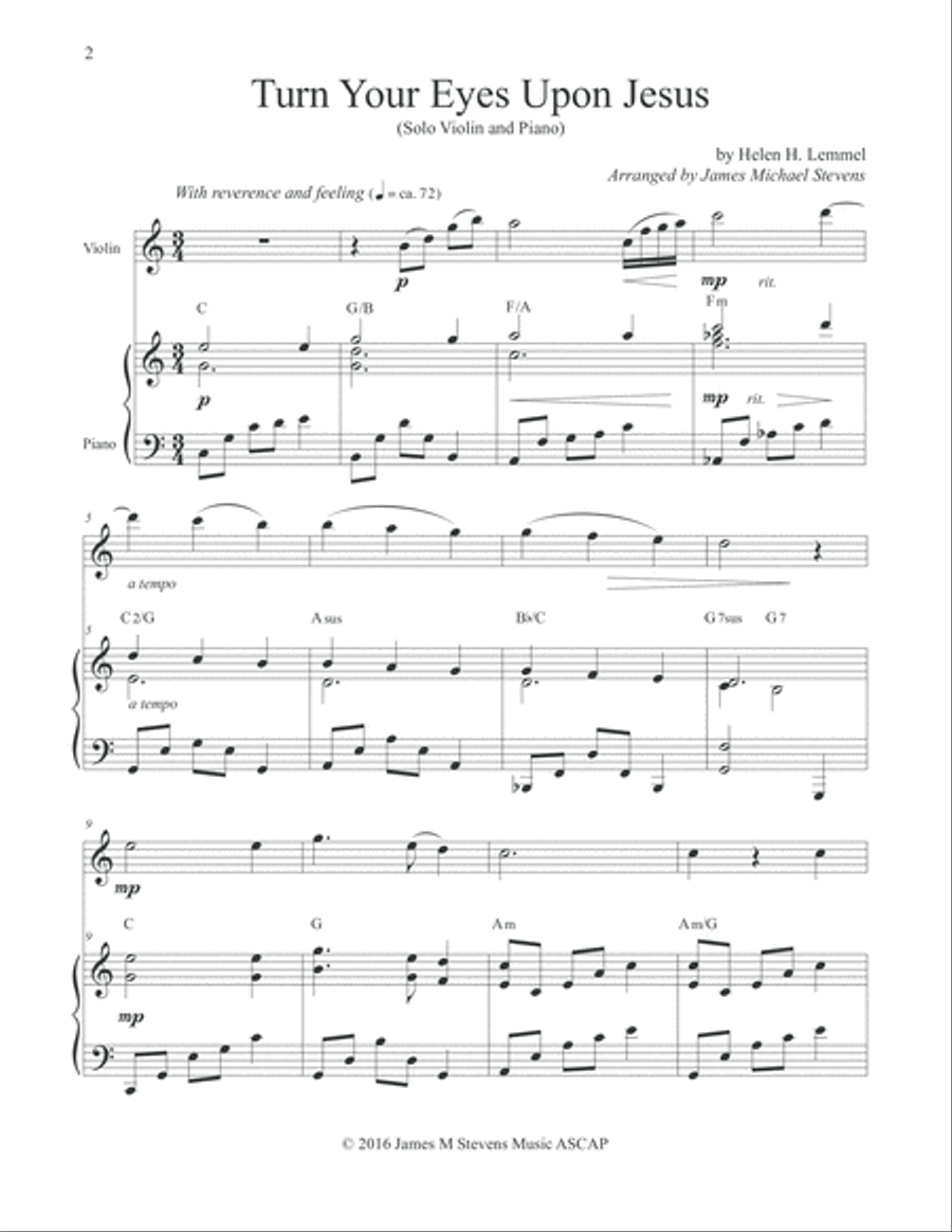 Turn Your Eyes Upon Jesus - Solo Violin Violin Solo scores gallery preview page 2