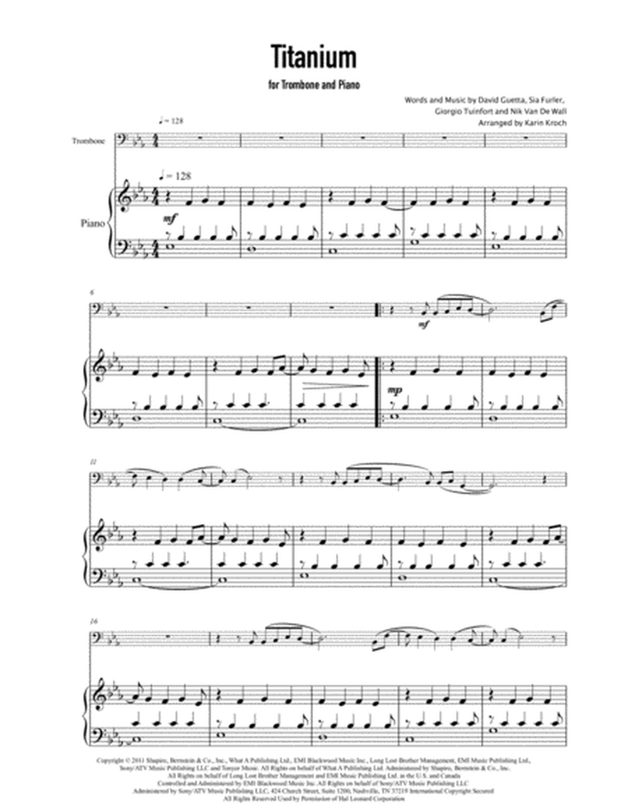 Titanium (David Guetta ft. Sia) for Trombone & Piano image number null