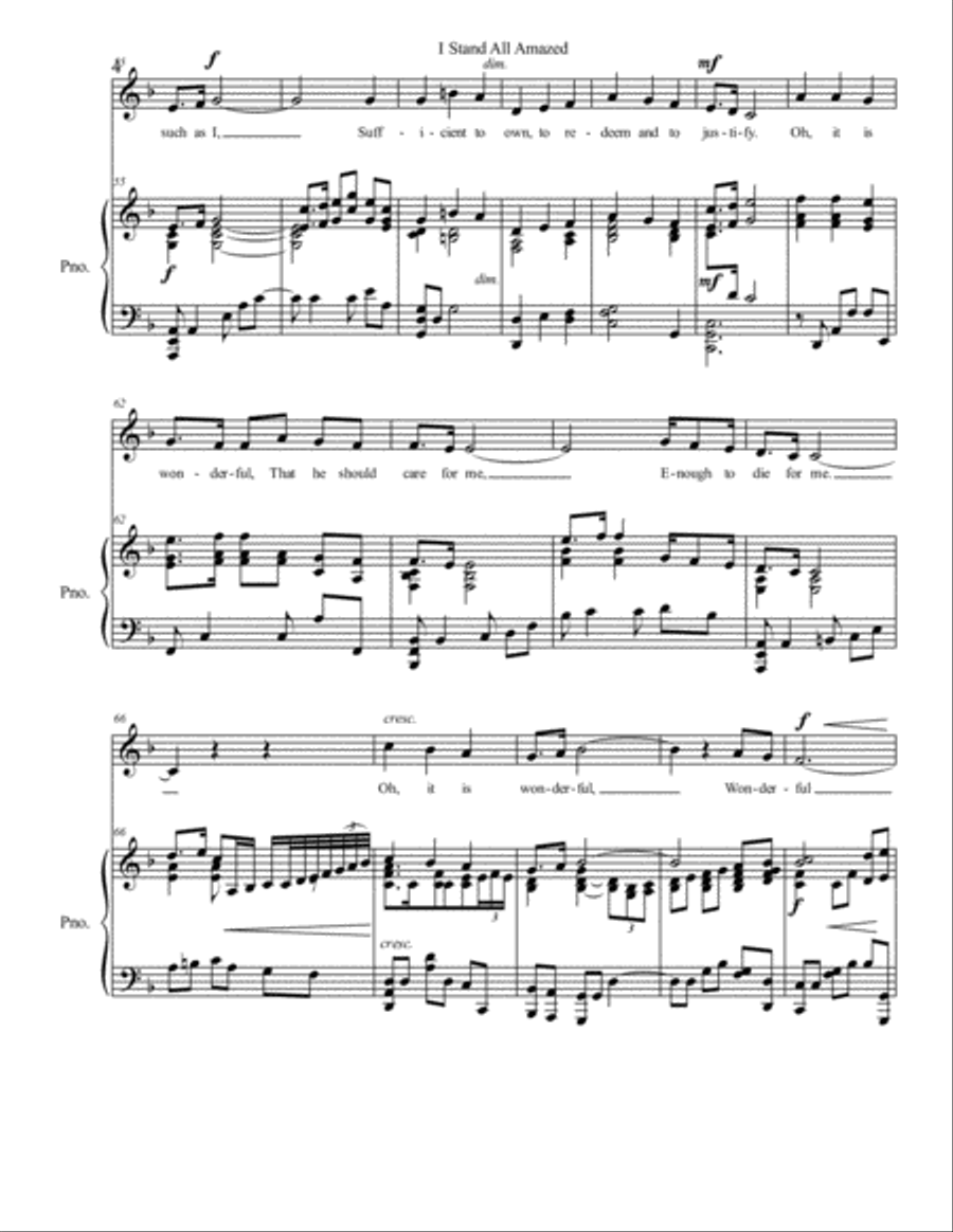 I Stand All Amazed -- medium low voice/piano acc.
