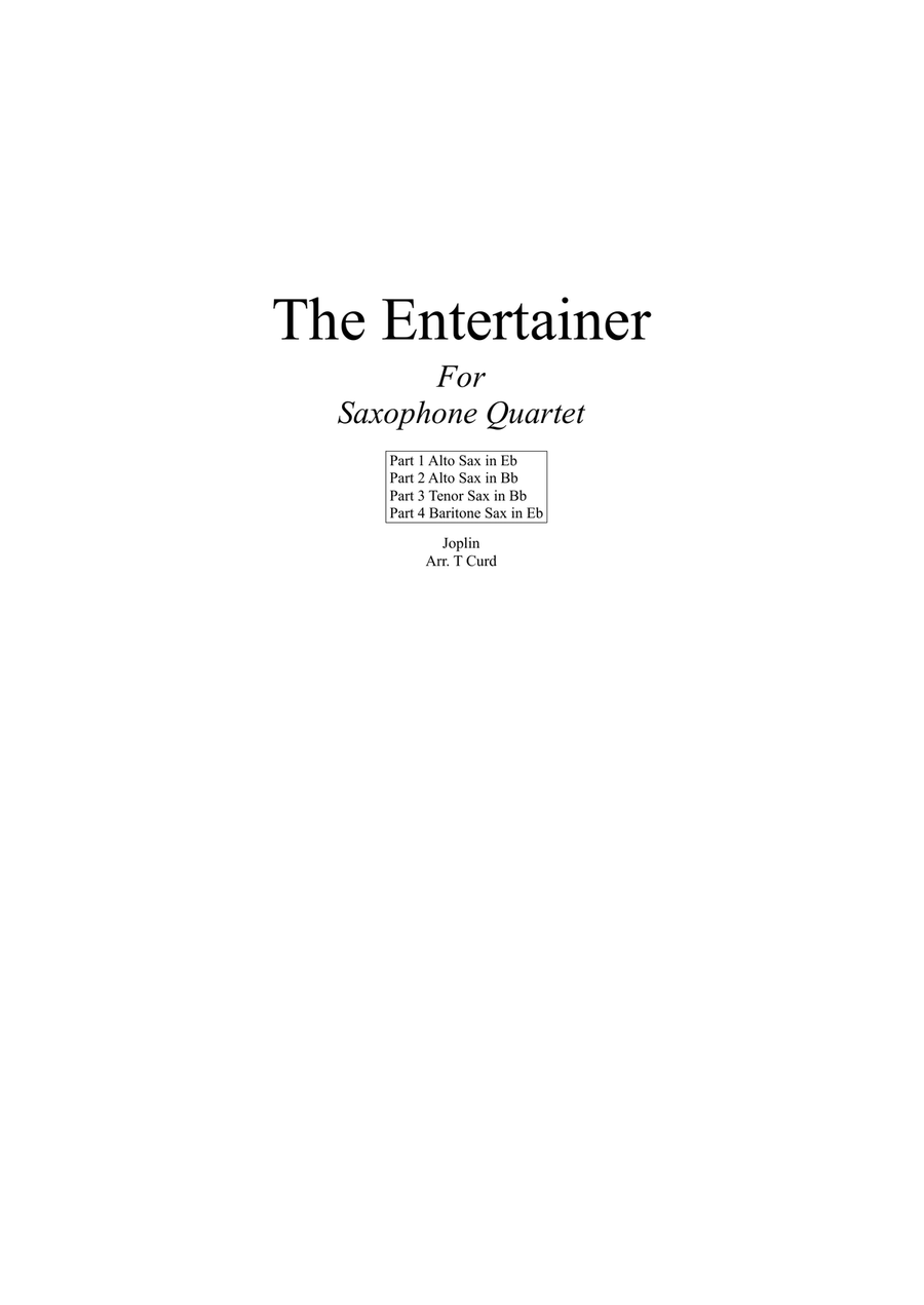 The Entertainer. For Saxophone Quartet Saxophone Quartet scores gallery preview page 1