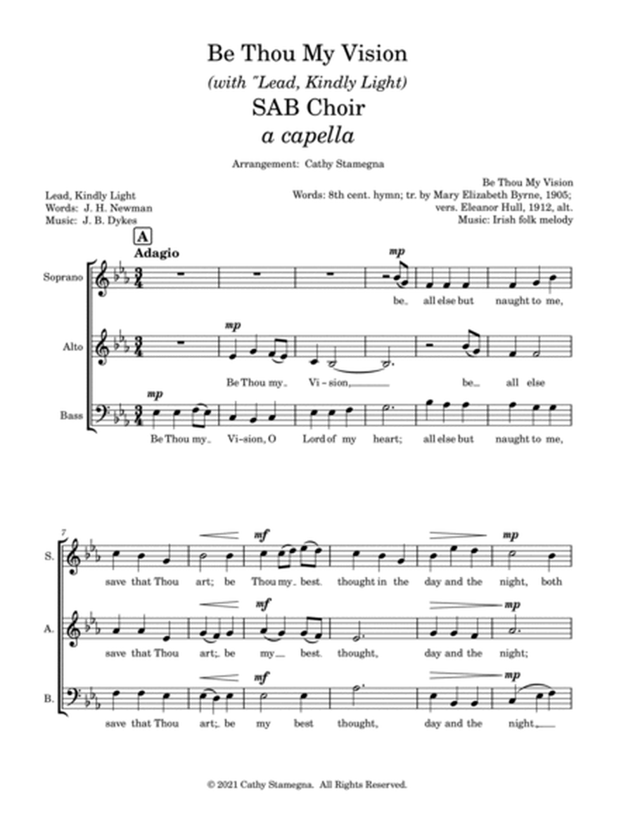 Be Thou My Vision (with "Lead, Kindly Light") (SAB Choir - a capella) image number null