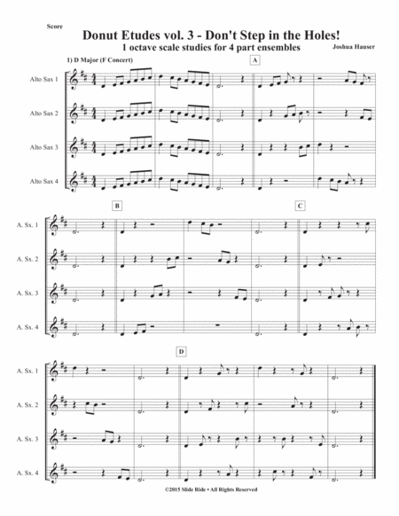 Donut Etudes vol. 3: Don’t Step in the Holes! – Saxophone Quartet (AATB or SATB)