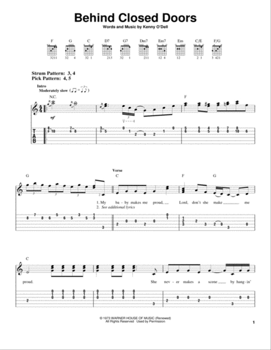 Behind Closed Doors Acoustic Guitar scores gallery preview page 1