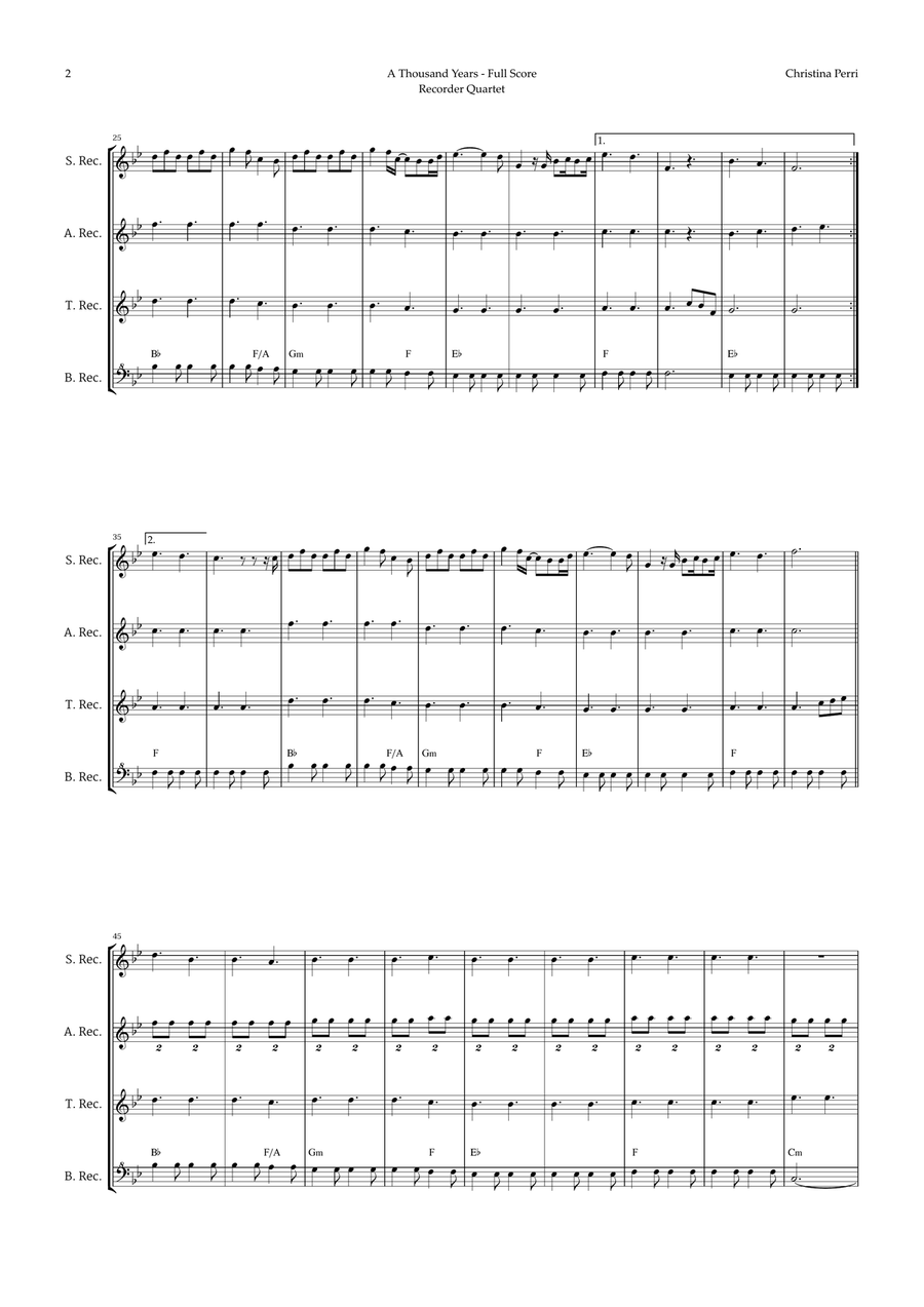A Thousand Years Soprano Recorder scores gallery preview page 2