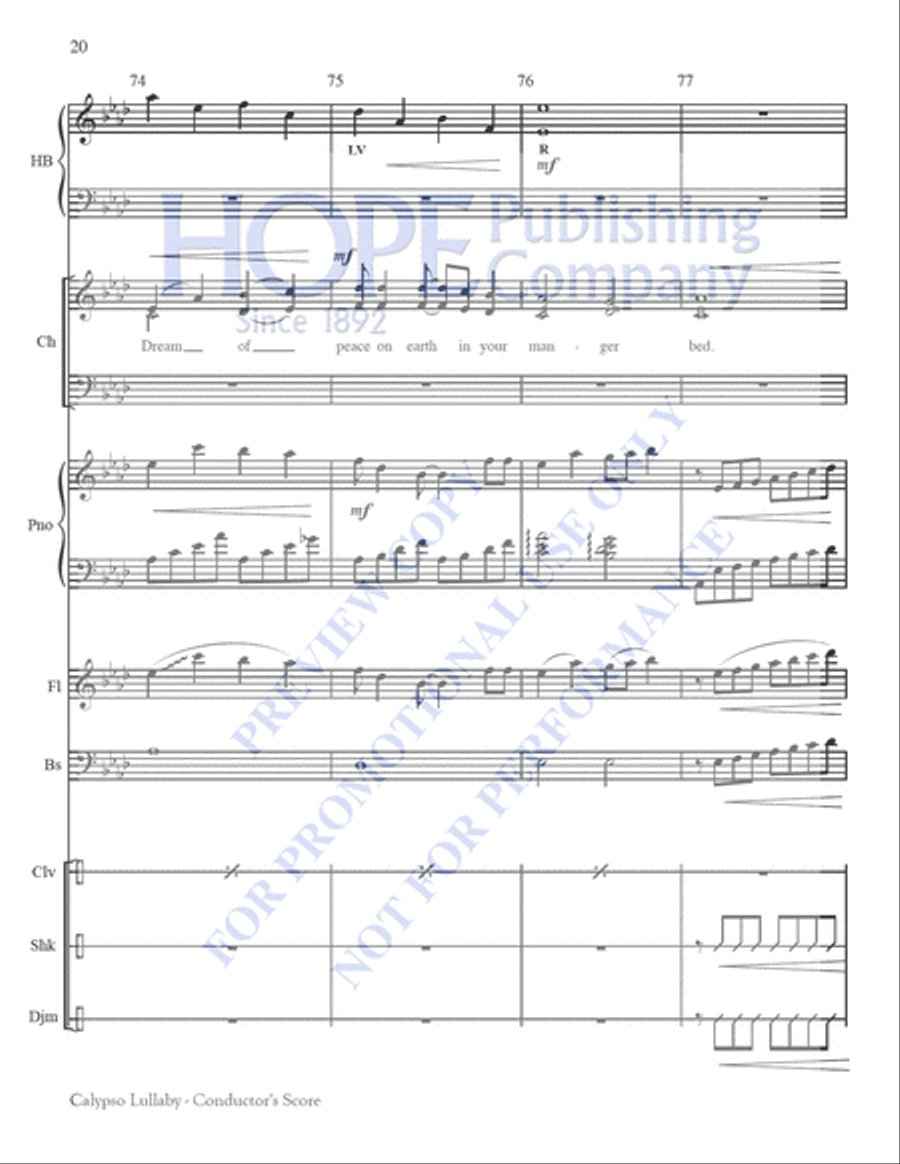 Calypso Lullaby Choir scores gallery preview page 20
