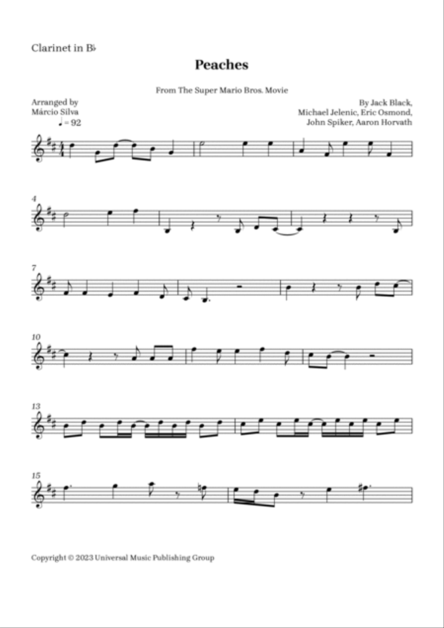 Peaches B-Flat Clarinet scores gallery preview page 4