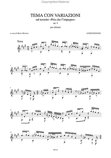 Theme and Variations on the Terzetto "Pria che l’impegno" Op. 4 for Guitar image number null