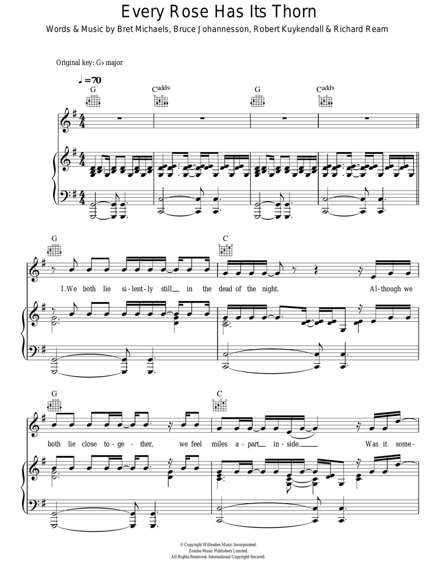 Every Rose Has Its Thorn Acoustic Guitar scores gallery preview page 1