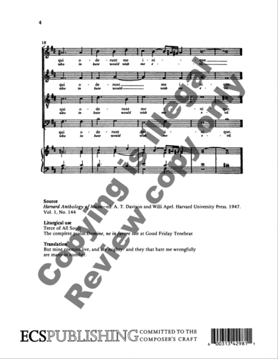 Inimici autem (Lord, my foes are yet) 4-Part scores gallery preview page 8
