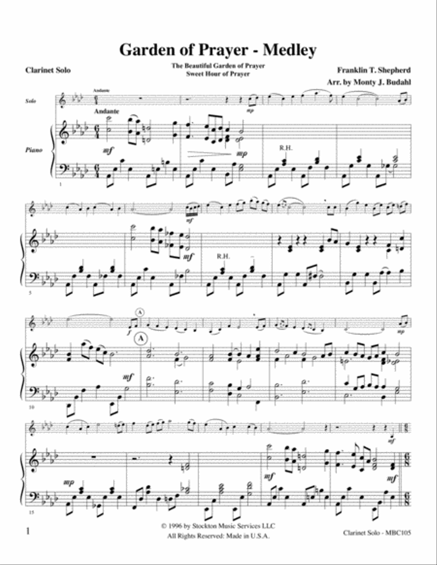 Garden Of Prayer- Medley Garden Of Prayer- Medley Clarinet Solo scores gallery preview page 1