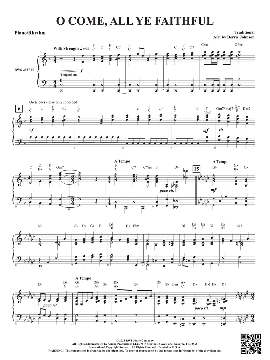 O Come, All Ye Faithful: Piano/Rhythm Piano Method scores gallery preview page 1