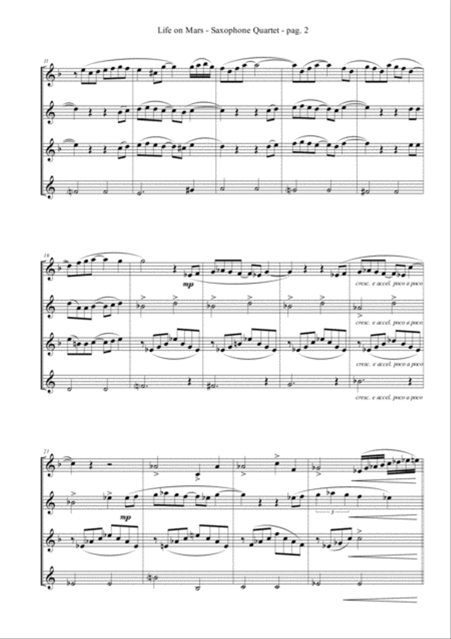 Life On Mars Saxophone Quartet scores gallery preview page 4
