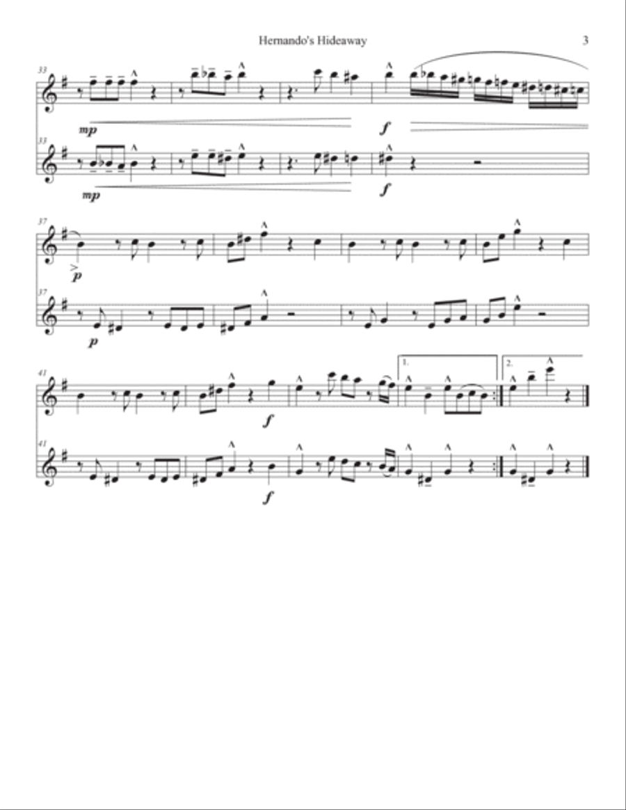 Hernando's Hideaway String Duet scores gallery preview page 3