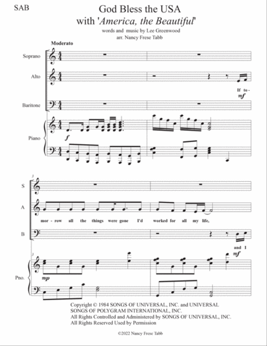 God Bless The U.s.a. 3-Part scores gallery preview page 2