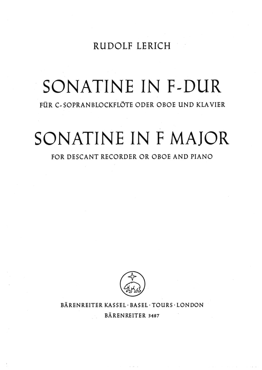 Sonatine fur Blockflote oder Oboe und Klavier (1970)