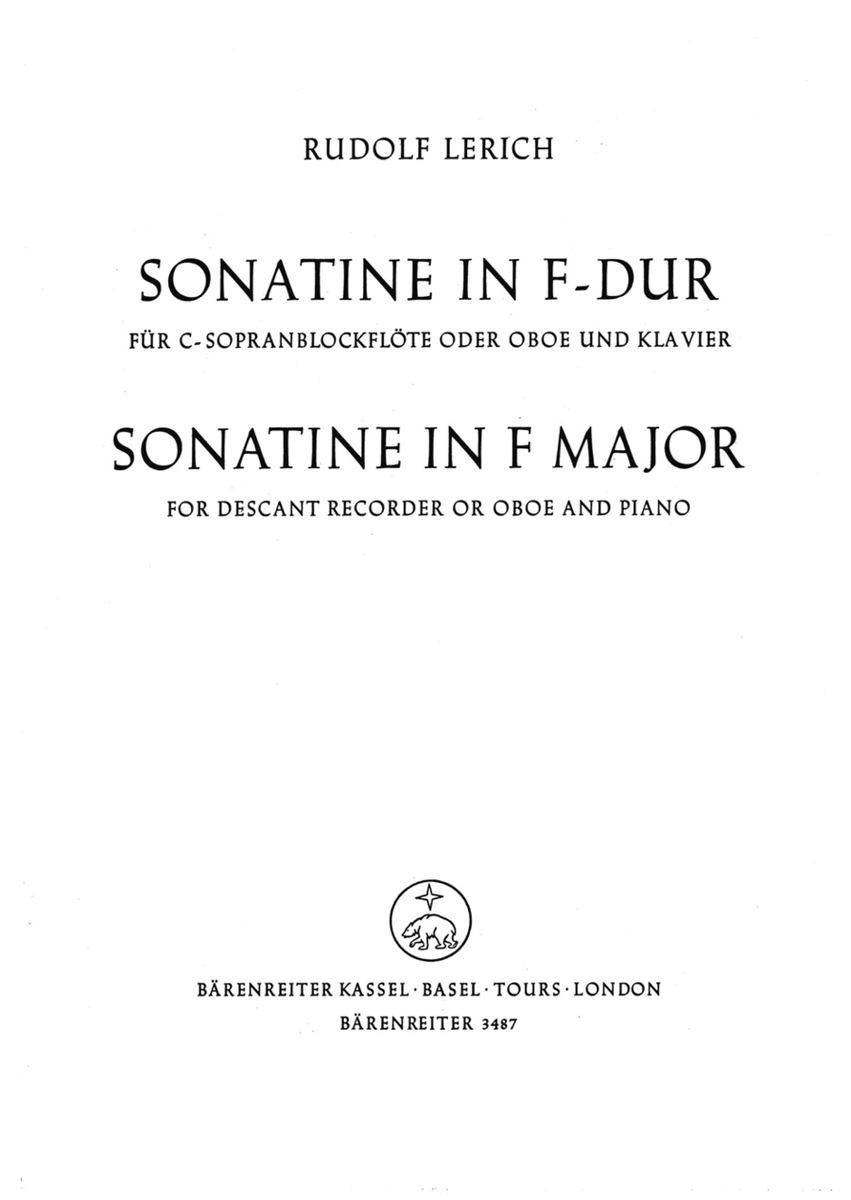 Sonatine for Recorder or Oboe and Piano F major