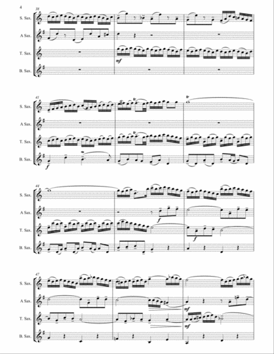 Little Fugue in G minor arranged for Saxophone Quartet Saxophone Quartet scores gallery preview page 5