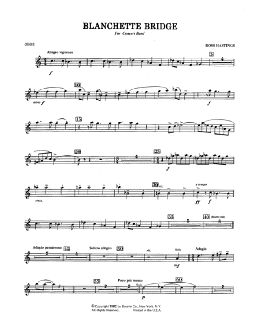 Blanchette Bridge - Oboe Blanchette Bridge - Oboe Concert Band scores gallery preview page 1