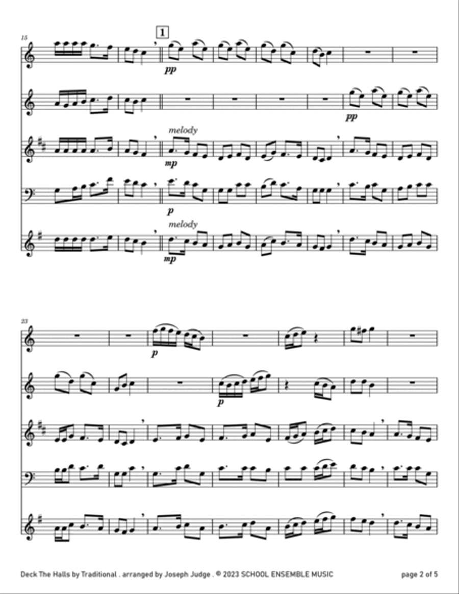 Deck The Halls for Woodwind Quartet in Schools Woodwind Quartet scores gallery preview page 2