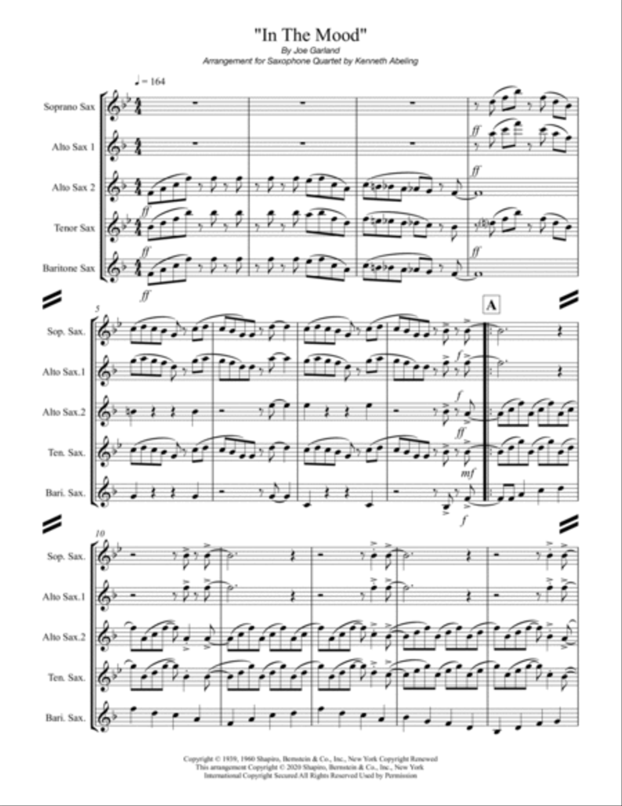 In The Mood Saxophone Quartet scores gallery preview page 2