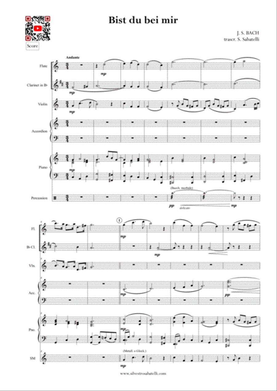 Bist Du Bei Mir (if You Are With Me) Small Ensemble scores gallery preview page 2