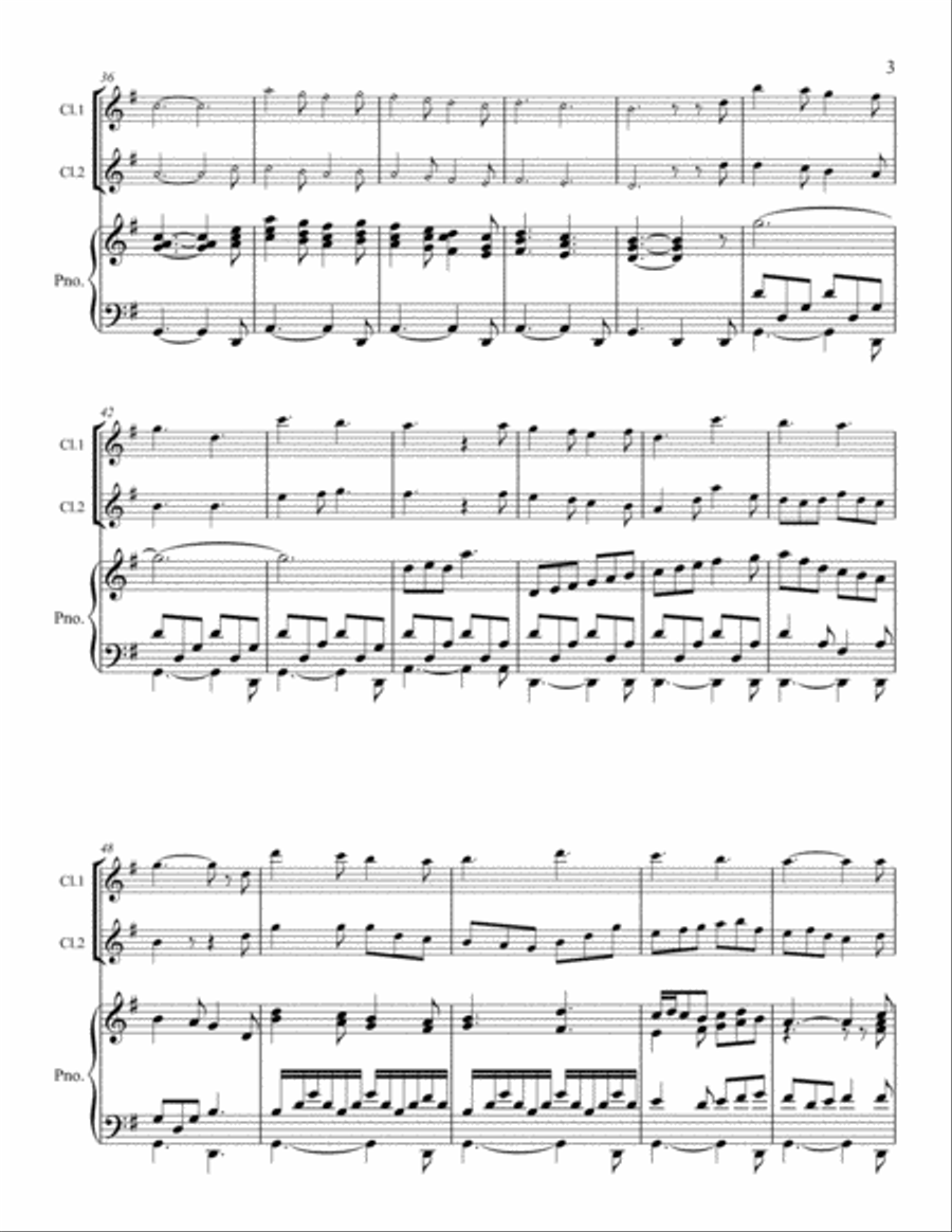 Venite Adoremus (The Snow Lay on the Ground) - Two Clarinets, Piano or Organ Clarinet Duet scores gallery preview page 4