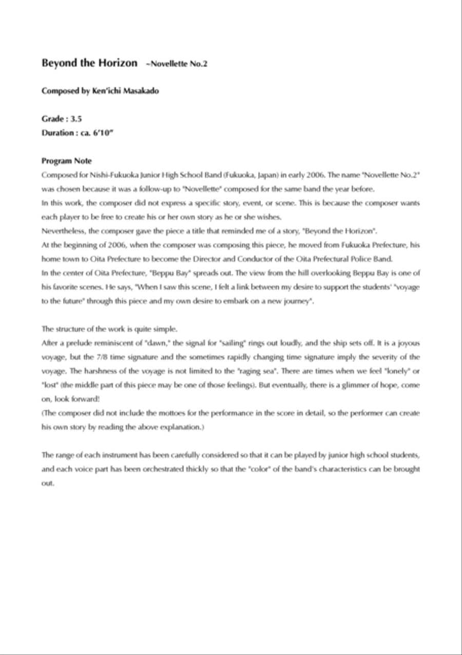 Beyond the Holizon, for Concert Band - Score Only Concert Band scores gallery preview page 3