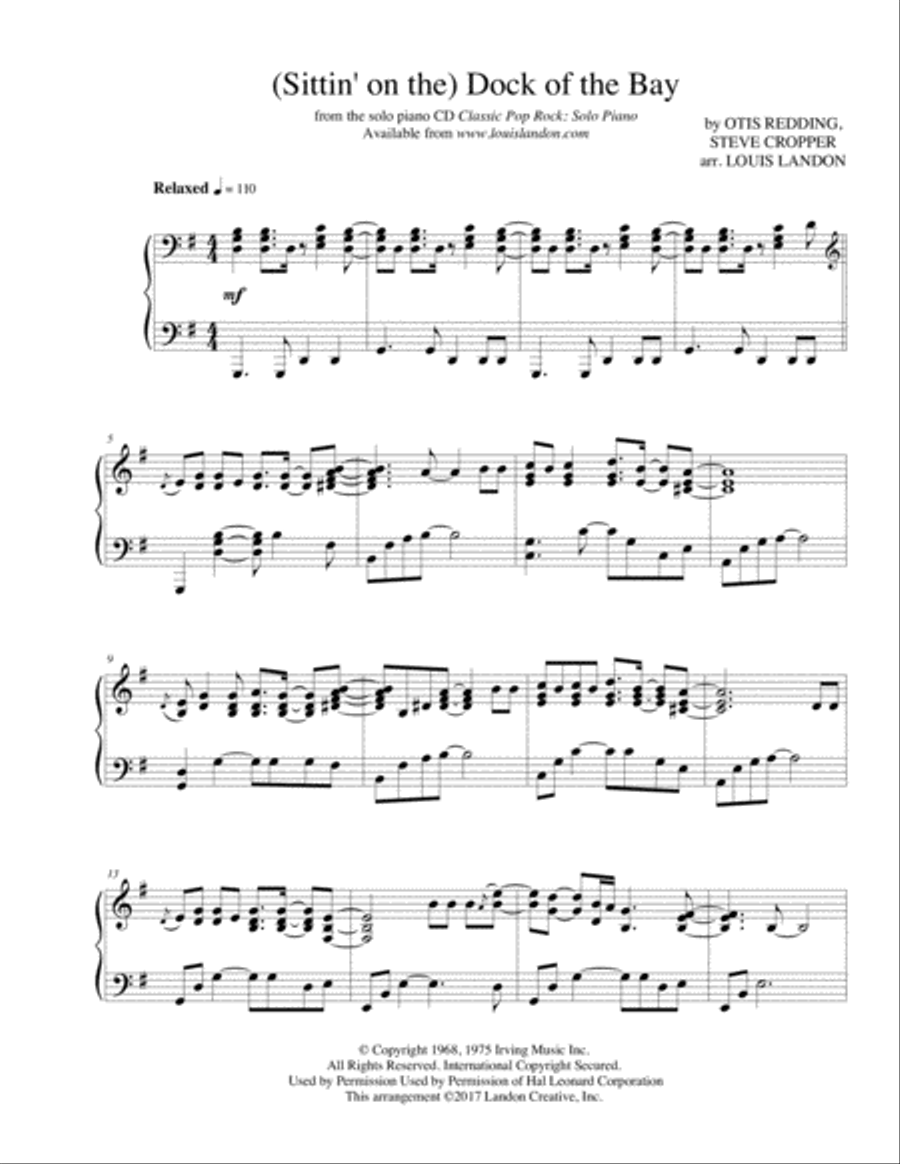 (Sittin' On) The Dock Of The Bay Piano Solo scores gallery preview page 2