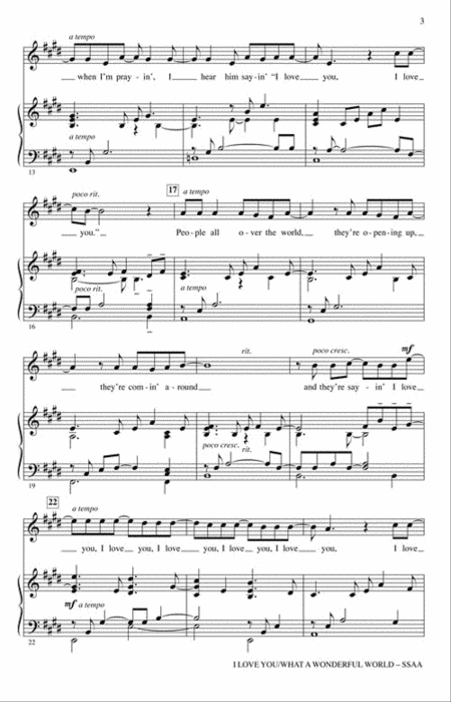 I Love You/What a Wonderful World SSAA scores gallery preview page 3