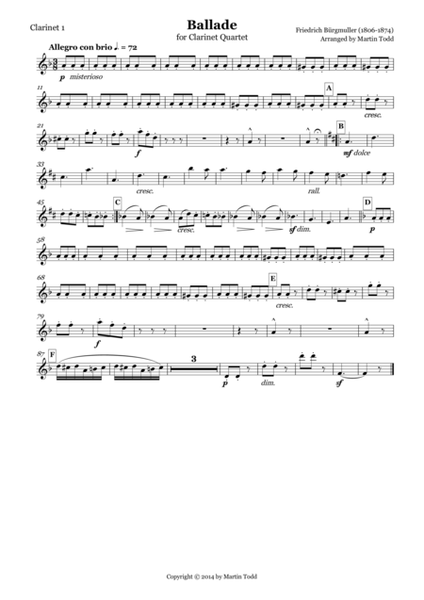 Ballade for Clarinet Quartet image number null