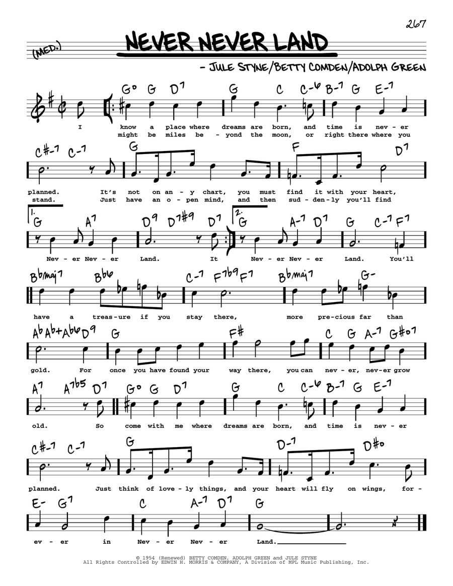 Never Never Land (High Voice) (from Peter Pan) High Voice scores gallery preview page 1