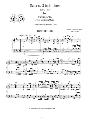 Book cover for Bach Suite no.2 in B minor BWV 1067 for Piano solo - Complete