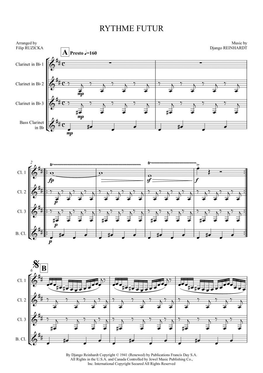 Rythme Futur Rythme Futur Clarinet Quartet scores gallery preview page 1