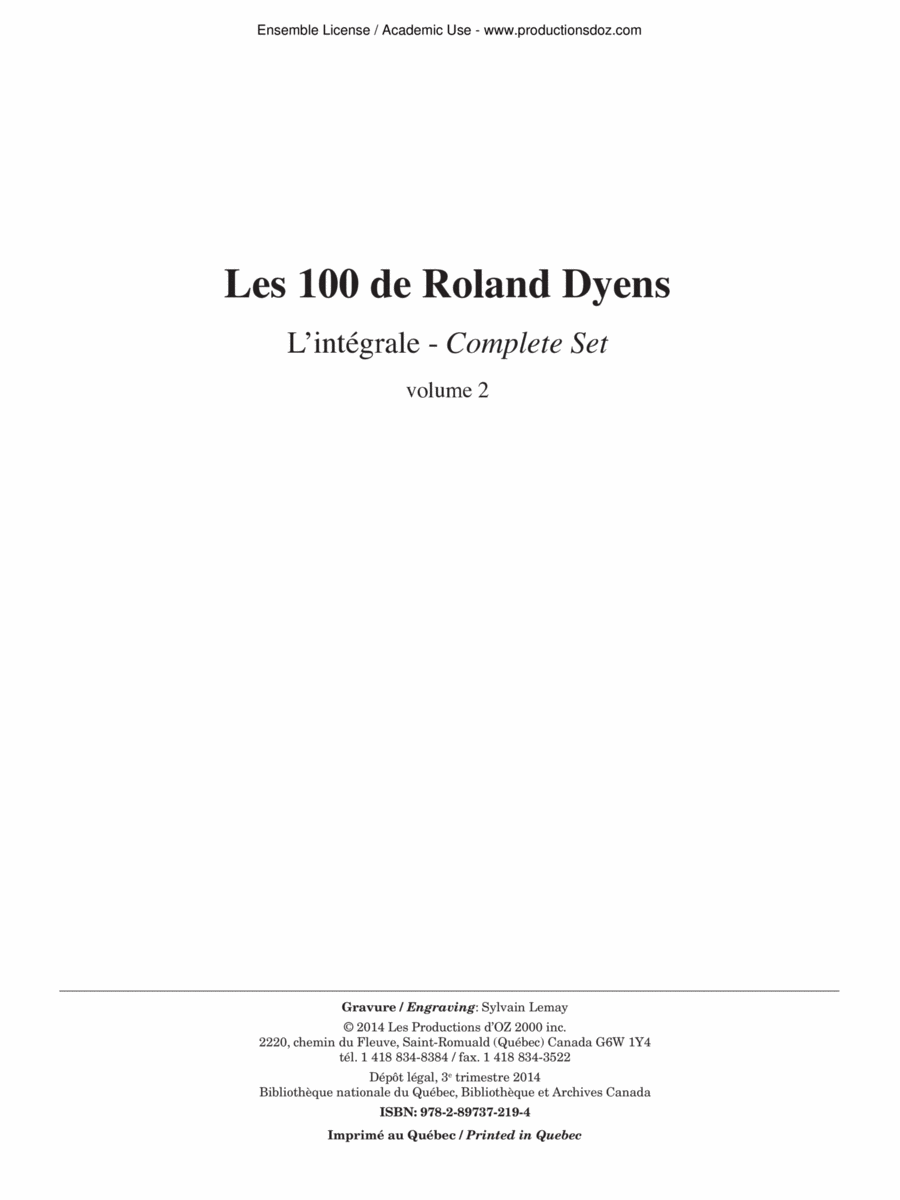Les 100 de Roland Dyens - L’intégrale, vol. 2 Classical Guitar scores gallery preview page 1