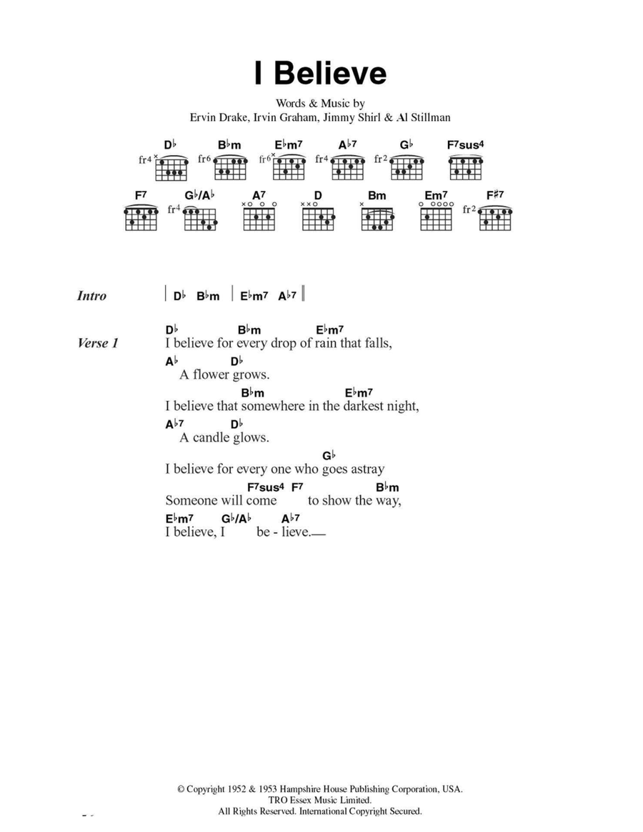 I Believe I Believe Easy Guitar scores gallery preview page 1