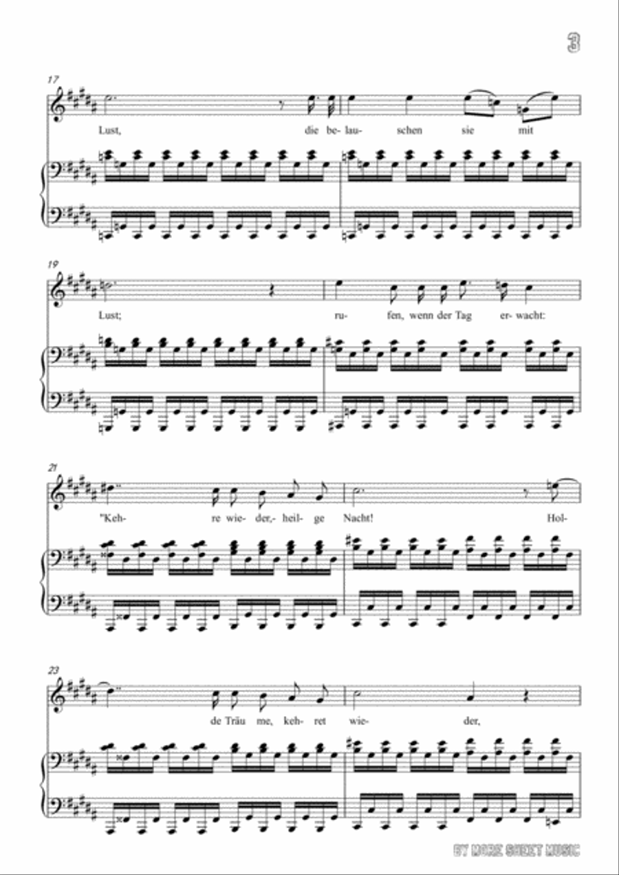 Schubert-Nacht und Träume in B Major,for voice and piano Voice Solo scores gallery preview page 5