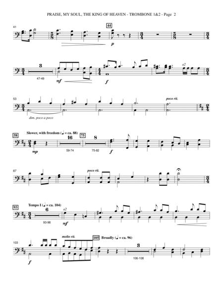 Praise, My Soul, the King of Heaven - Trombone 1 & 2