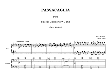 G. F. Haendel - PASSACAGLIA G minor - 1 piano 4 hands image number null