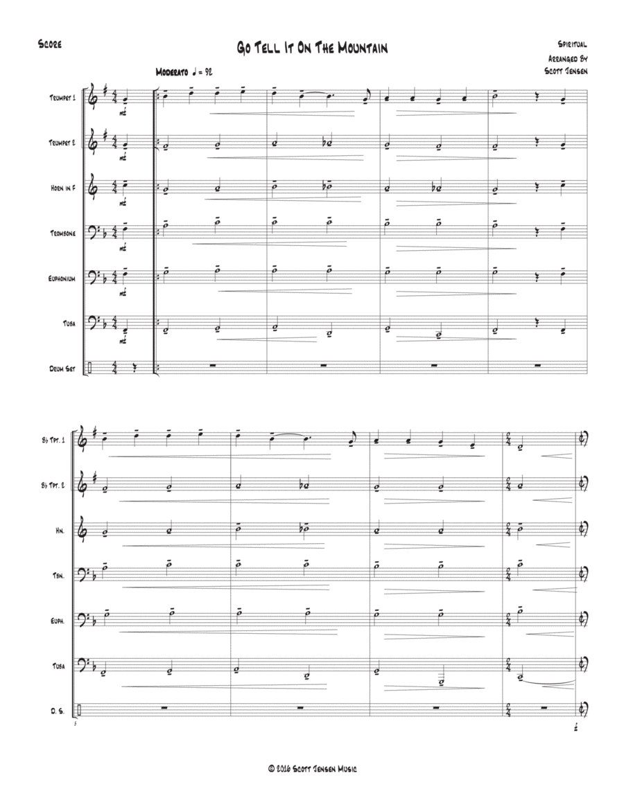 Go Tell It On The Mountain Brass Ensemble scores gallery preview page 1