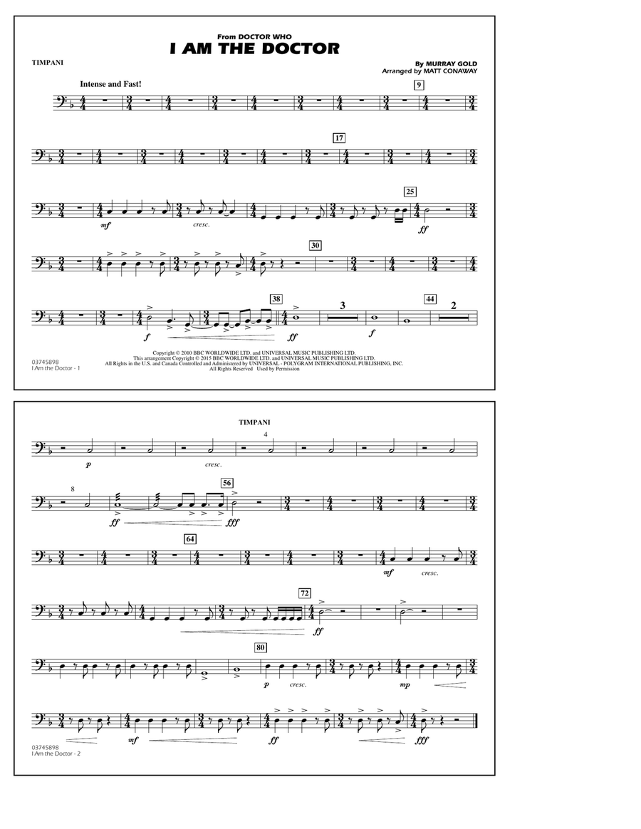 I Am the Doctor (from Doctor Who) - Timpani Marching Band scores gallery preview page 1