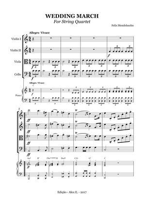 Wedding March - For String Quartet and piano - with chords