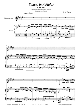 BACH: Sonata in A BWV 1032 for Baritone Sax & Piano