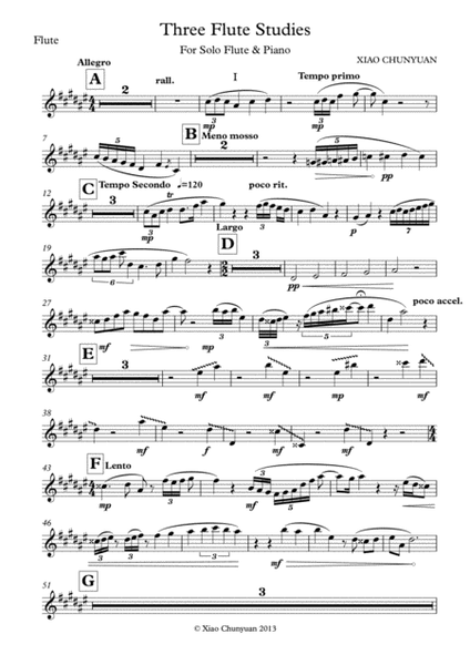 Three Flute Studies, 1st Study Solo Flute Part