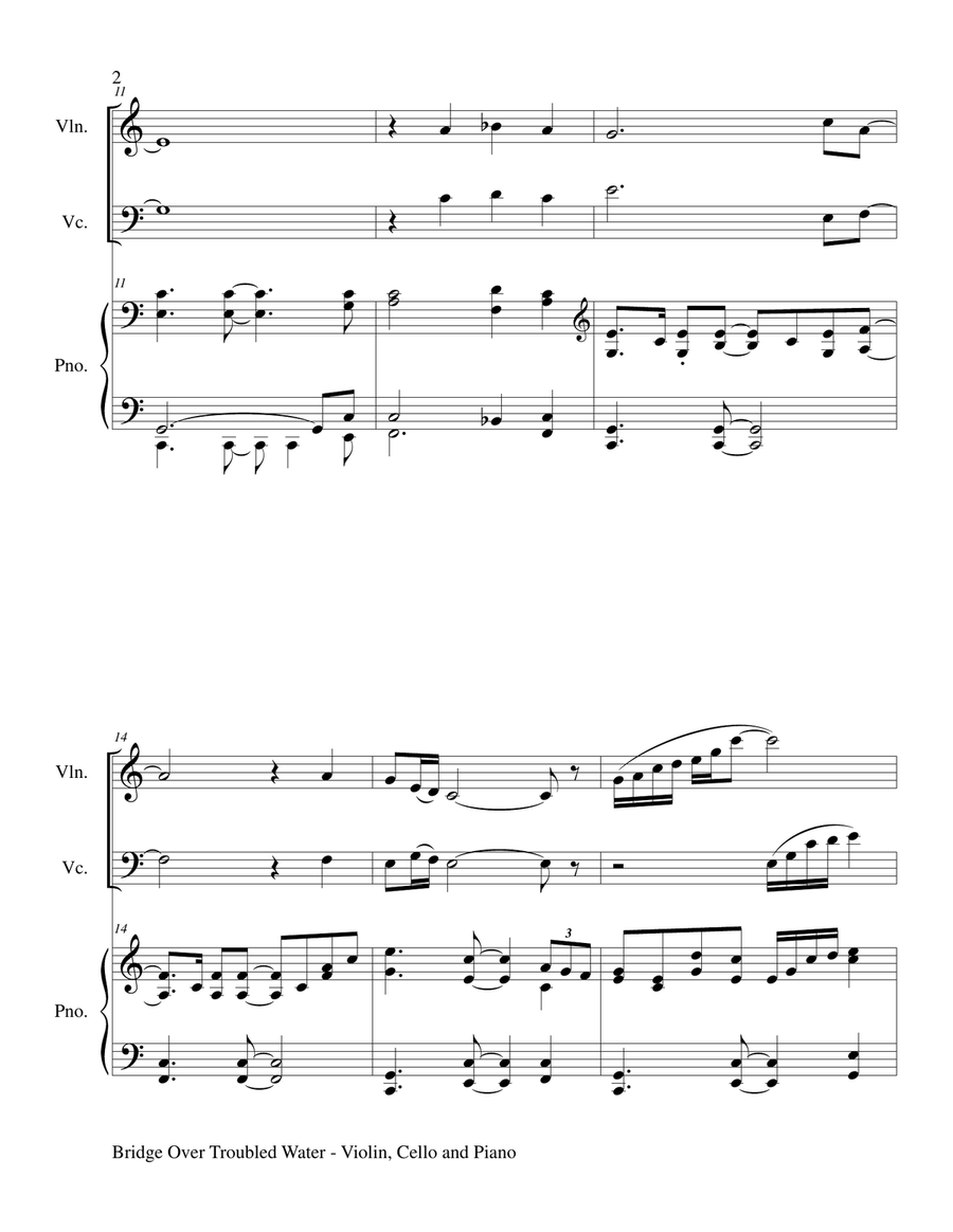 Bridge Over Troubled Water Piano Trio scores gallery preview page 3